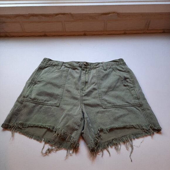 Aerie Shorts Womens Medium Green High Rise Utility Cutoff Military Boho Gorpcore - Picture 1 of 9